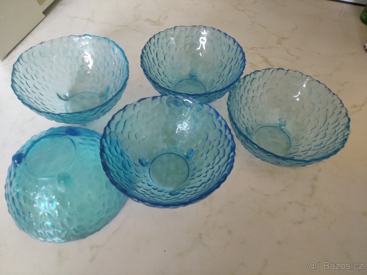 Modre sklenene misky na kompot - 2
