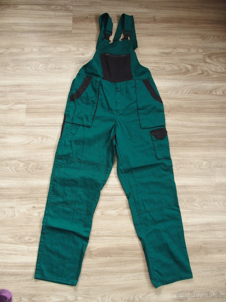 Pracovní kalhoty s laclem King zeleno-černé vel.52 - 2
