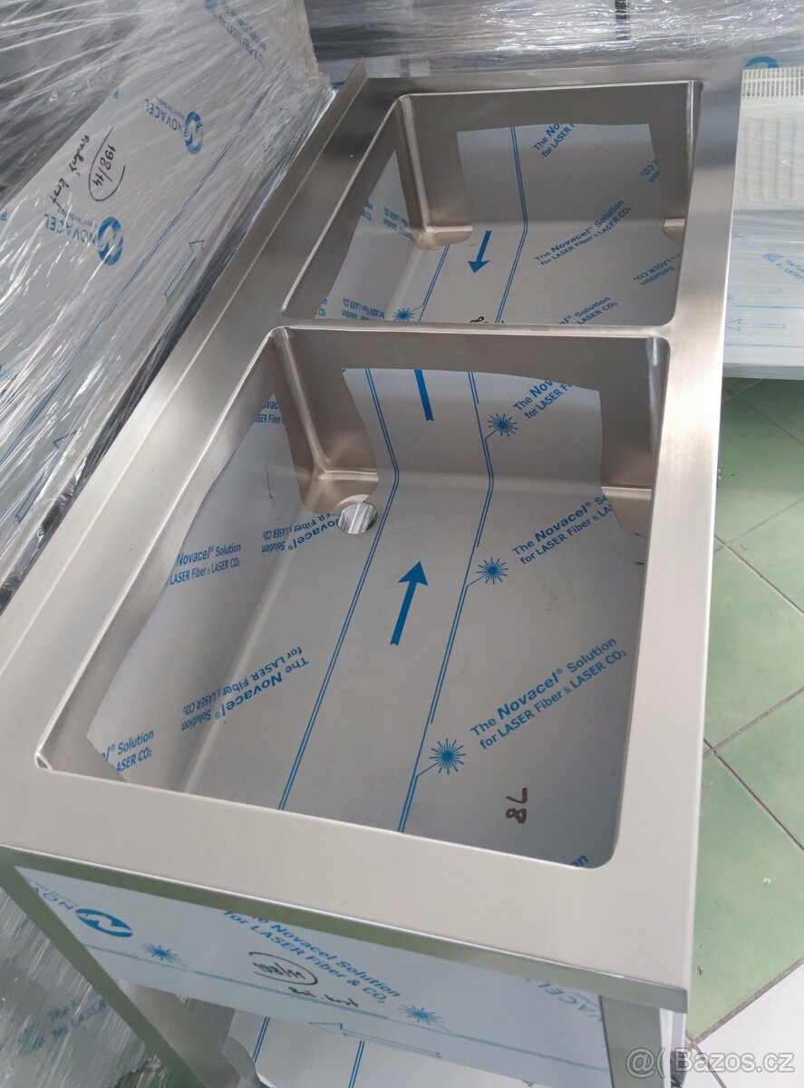 Gastro dvojdřez, nerezový dvojitý dřez, stůl, antikorozní - 2