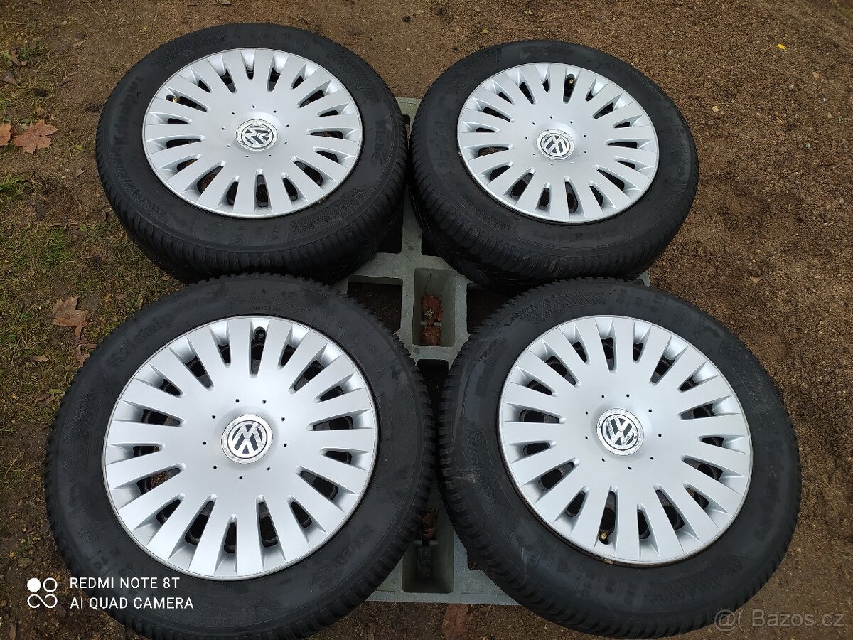 PLECHOVÉ KOLA VW - 5x112-r16+ZIMNÍ PNEU KLEBER 205/60/16-4ks - 2