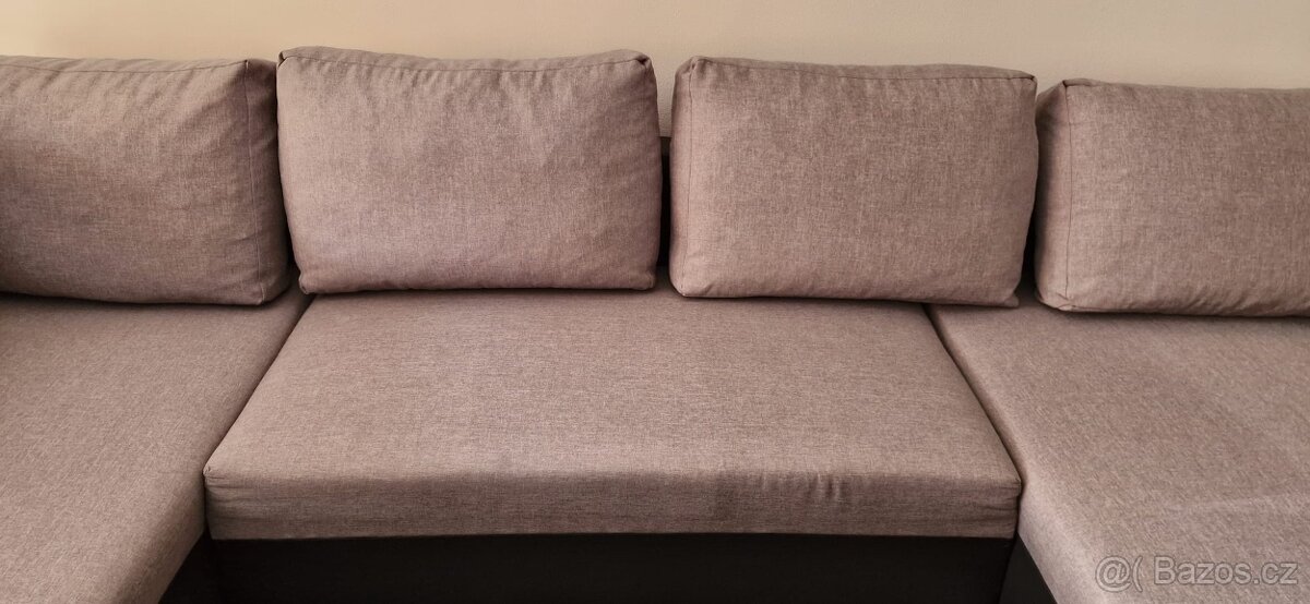 Velká šedá rozkládací sedačka do U + stolek - 2