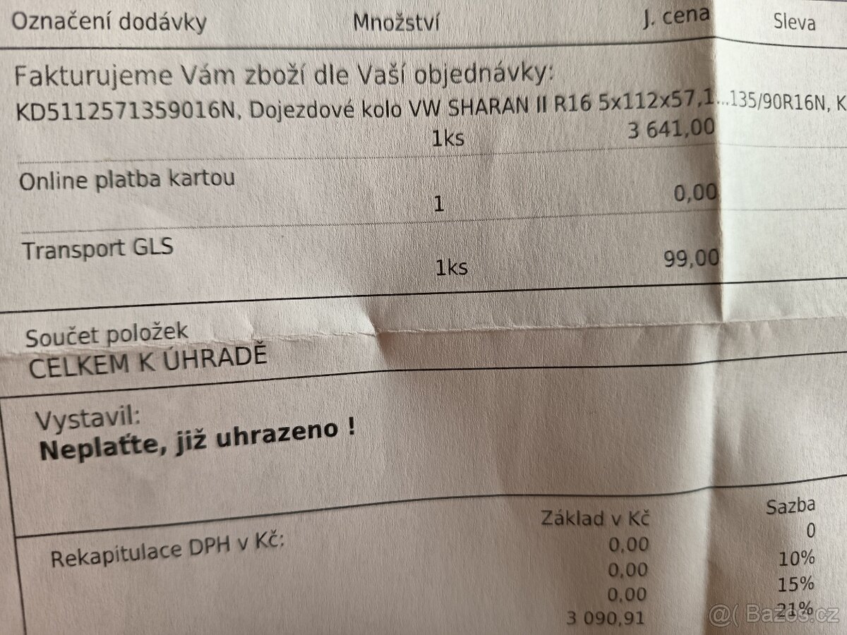 dojezdové kolo VW Sharan - 2