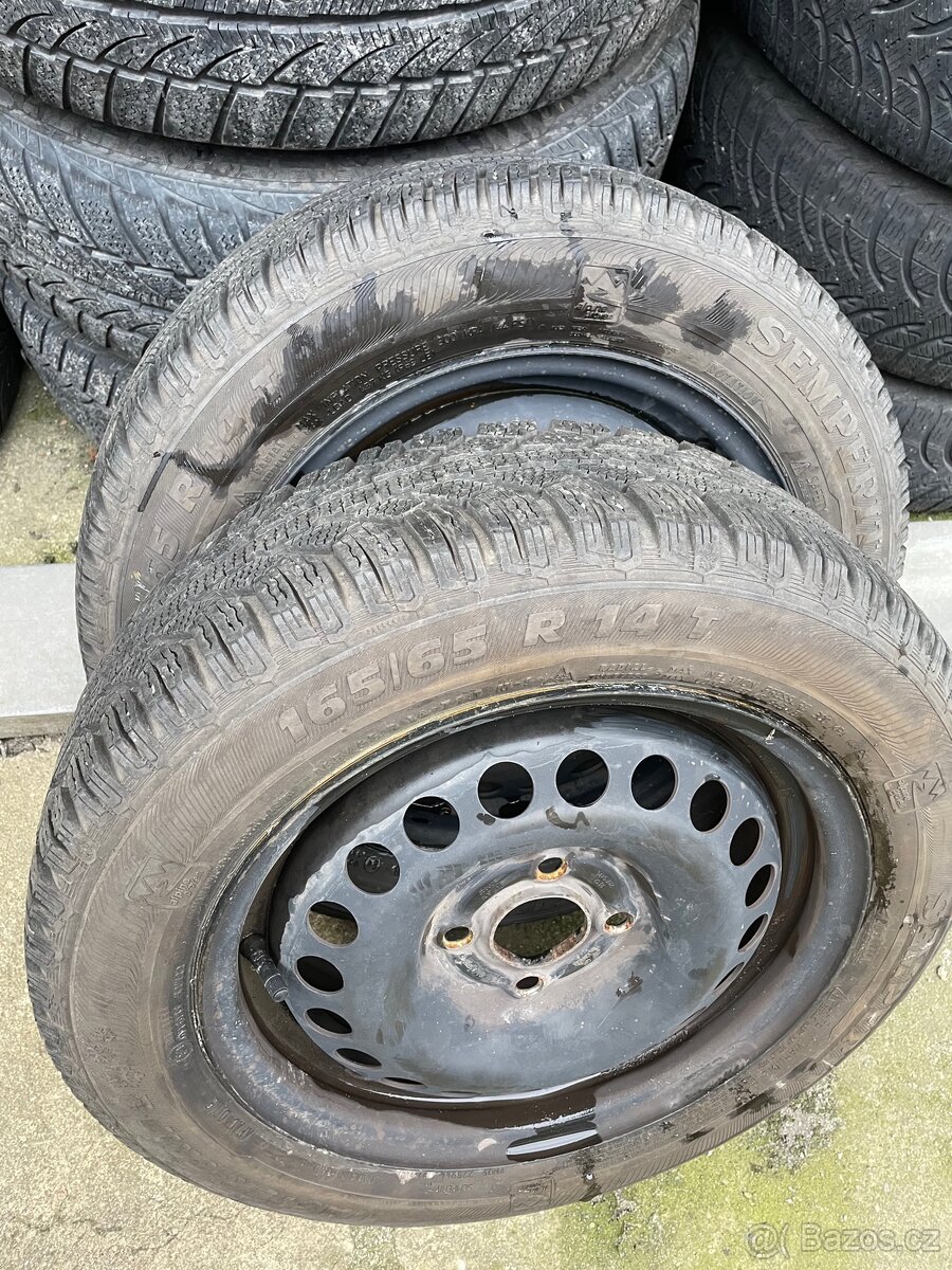 Plech disky 4x100 včetně zimních pneu 165/65R14 - 2