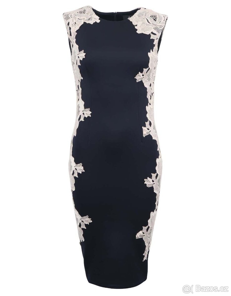 TMAVĚ MODRÉ ŠATY S KRAJKOU - 2