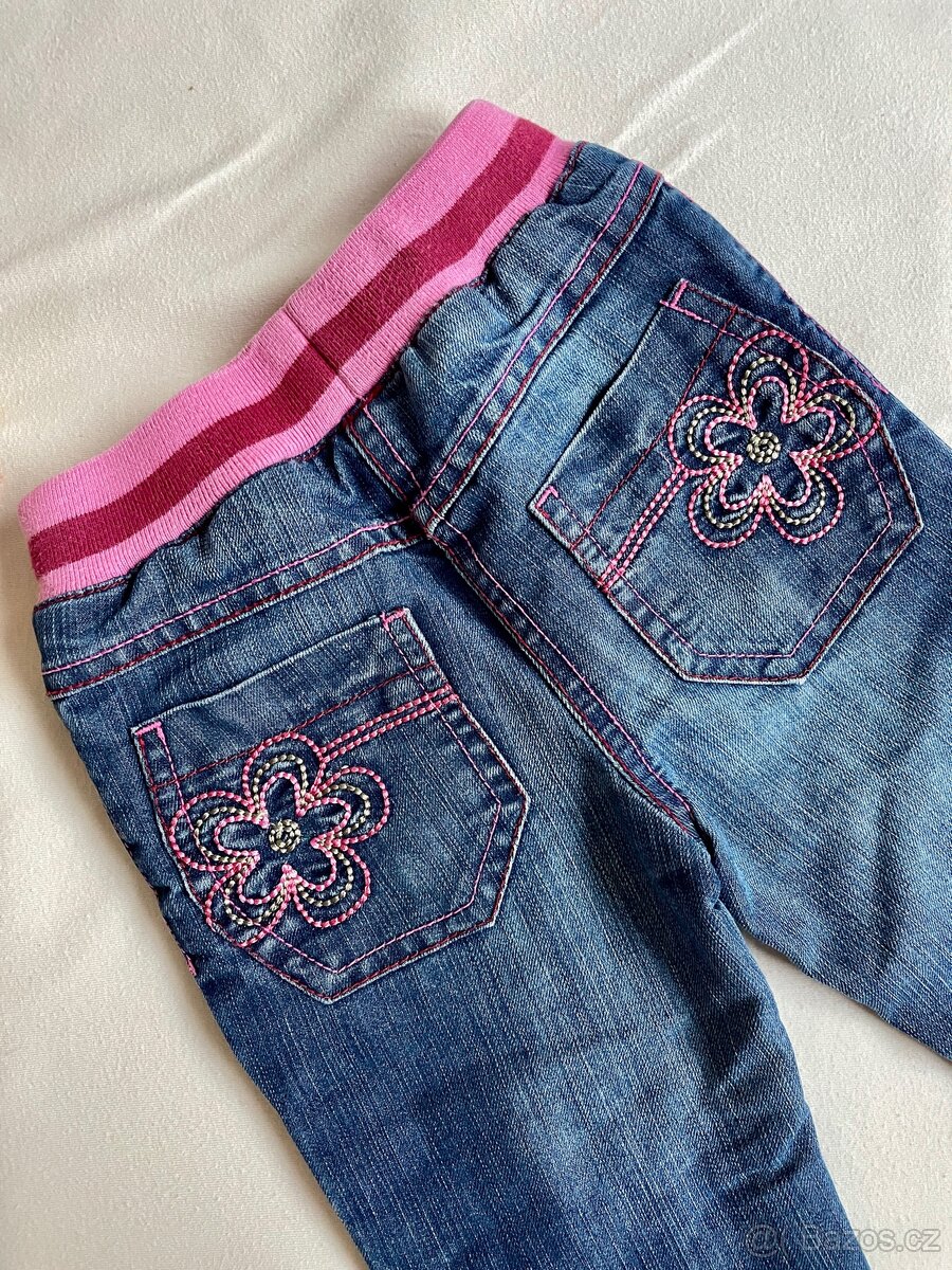 Dívčí zateplené podzimní/zimní džíny vel. 92 - 2