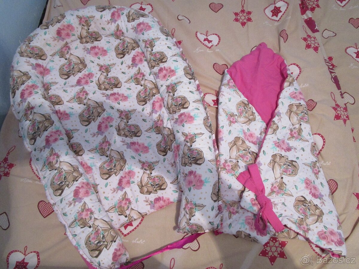 Pěkné bavl. hnízdečko pro miminko + stejná zavinovačka - 2