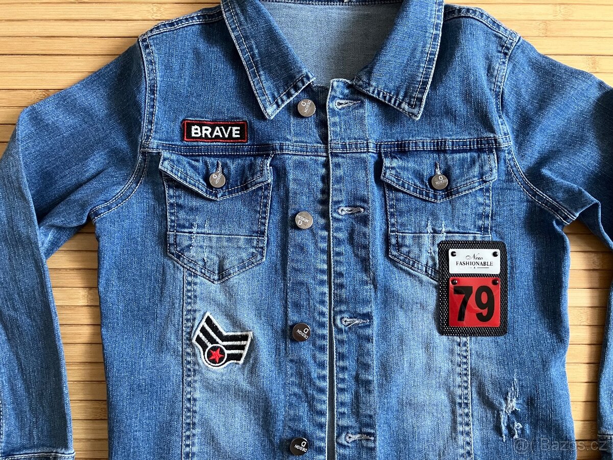 Luxusní džínová bunda s detaily vel.146 - 2