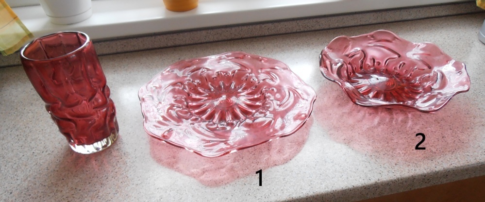 skleněný set - váza, mísa, tác - 2