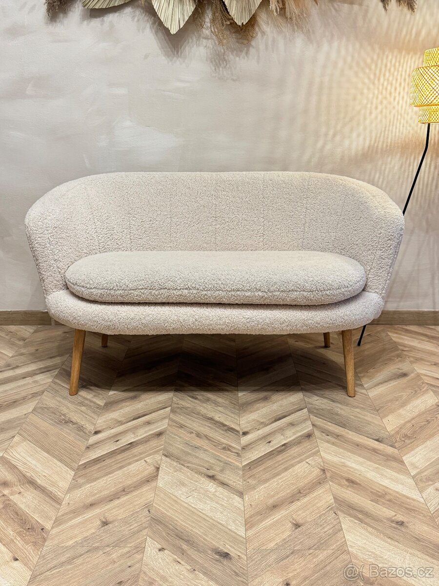 Pohovka GISTRUP 2 místná, krémová, plyš - 2