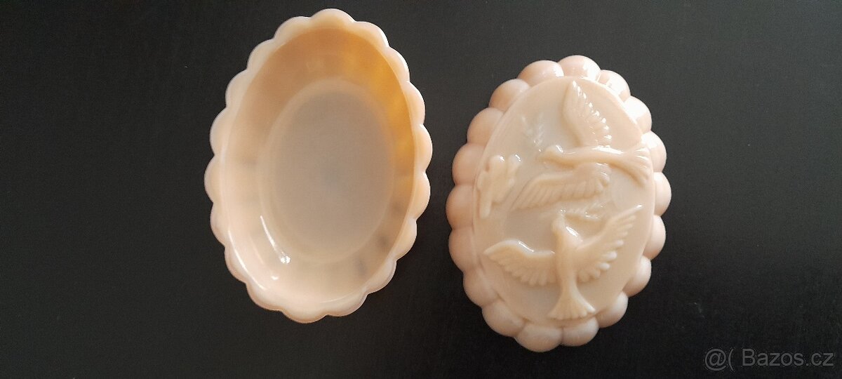 Starožitná doza Holubičky růžová - 2