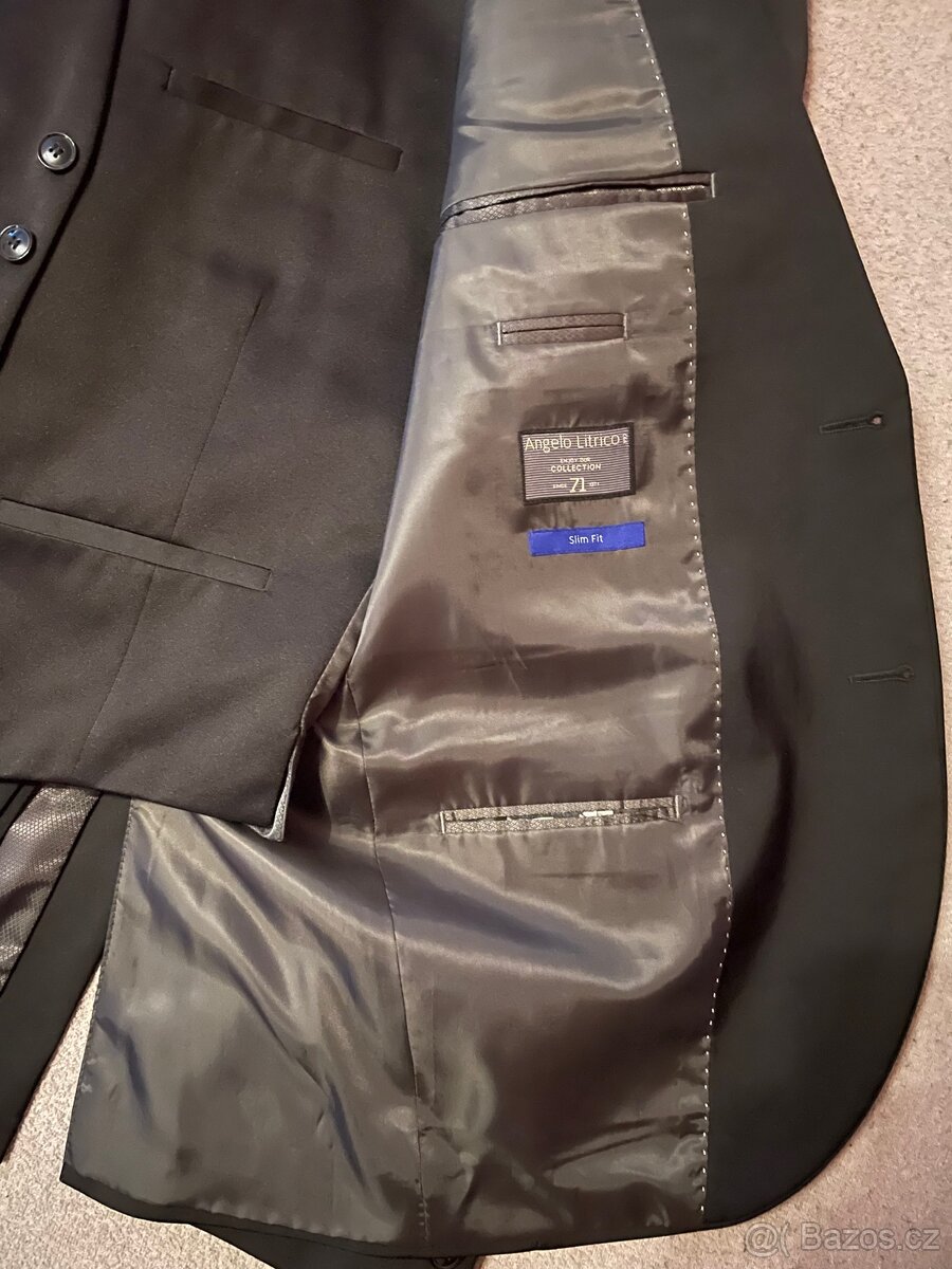 Černé pánské sako v kompletu s vestou a kalhoty - 2
