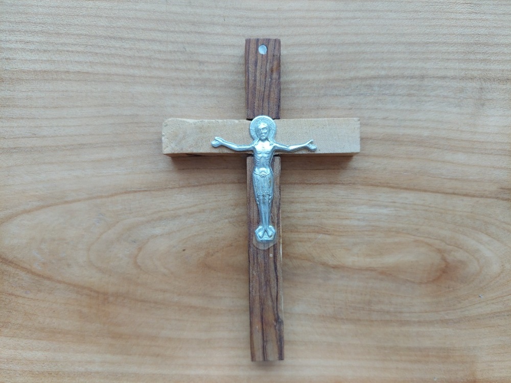 Nový dřevěný křížek olivovníku, Ježíš Kristus na kříži SLEVA - 2