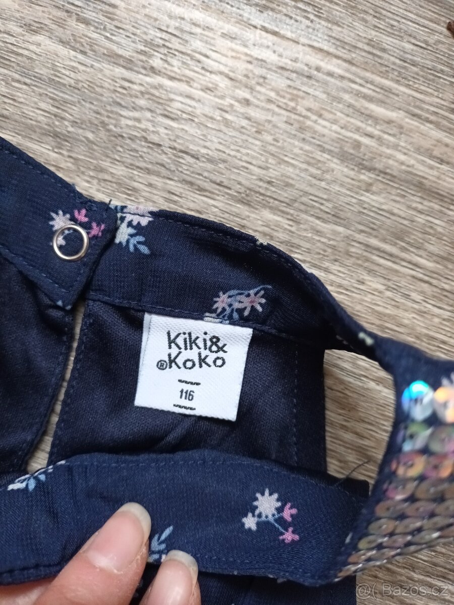 Dětské holčičí modré šaty s flitry, vel. 116 - 2