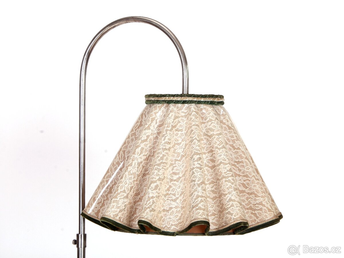 Prvorepubliková podlahová lampa, ořech, chrom. - 2