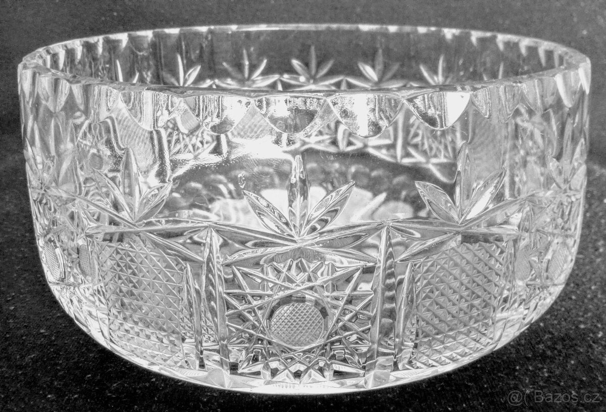 Skleněná mísa - polobrus + skleněná váza - 2