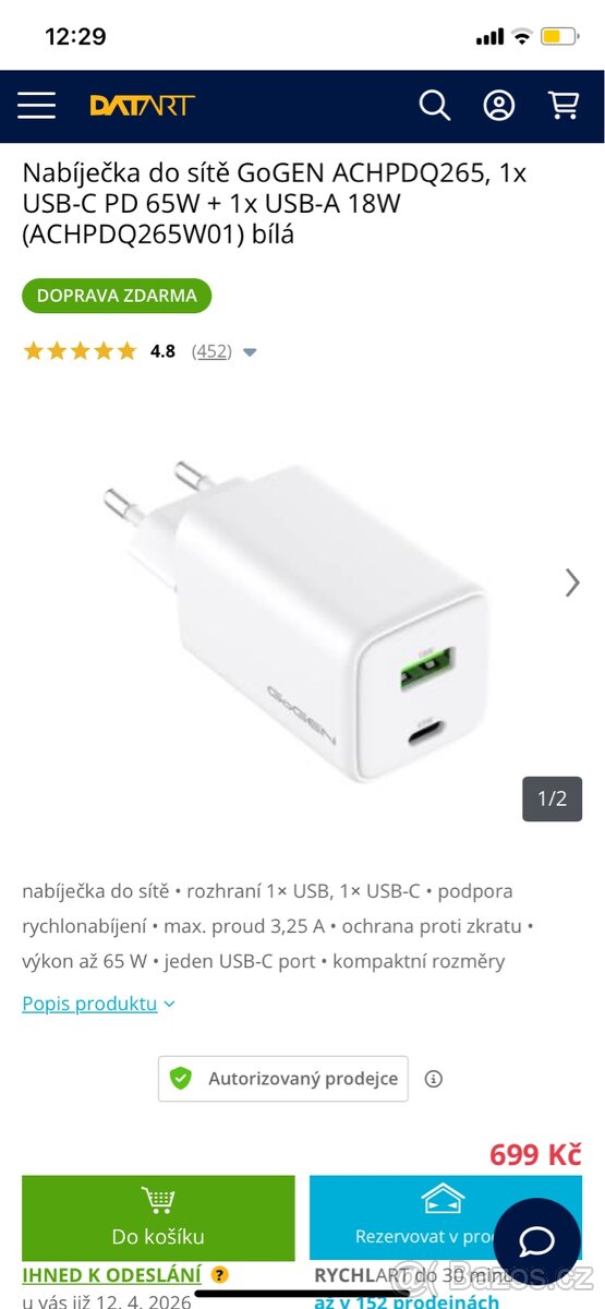 Nabíječka do sítě GoGEN ACHPDQ265 - 2