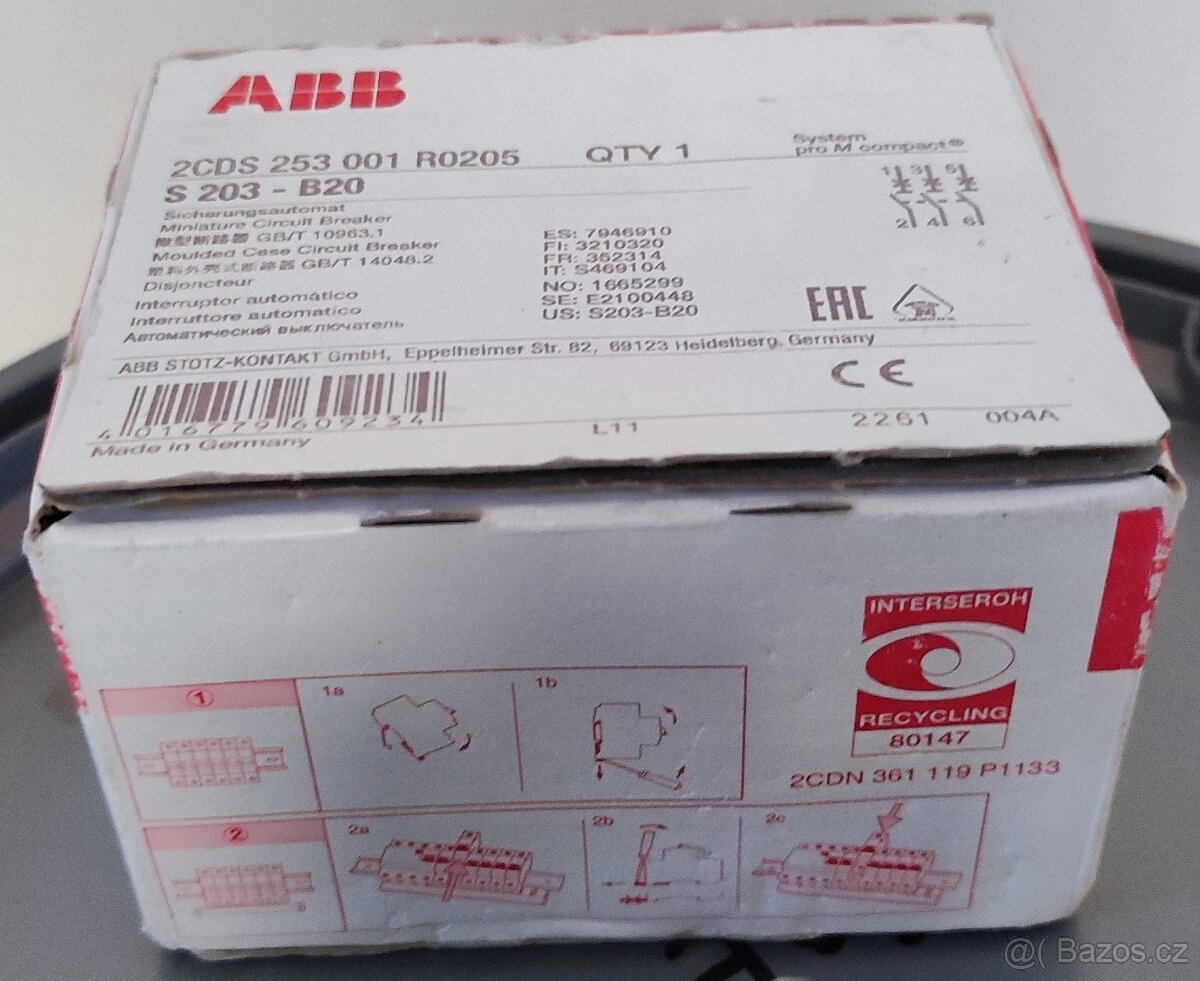 ABB S203M-B20 Jistič 3-pólový - 2