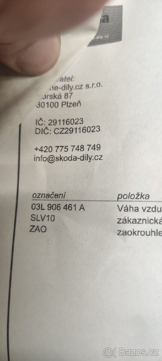 Superb 3, 2,0 TDI váha vzduchu - 2
