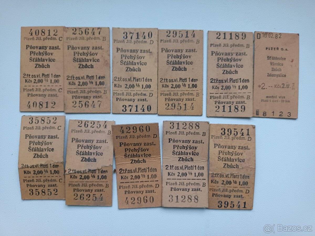 Staré kartonové jízdenky ČSD - 2