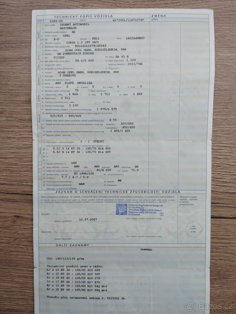 Opel Corsa 1.2 2007 - 2