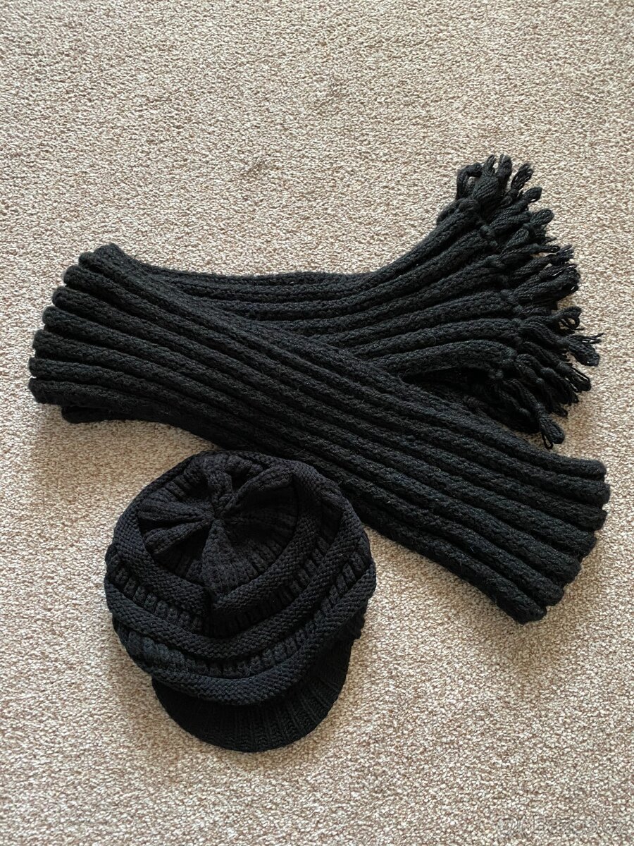 Nové dámské pletené sety - čepice, šála/kruhová šála - 2