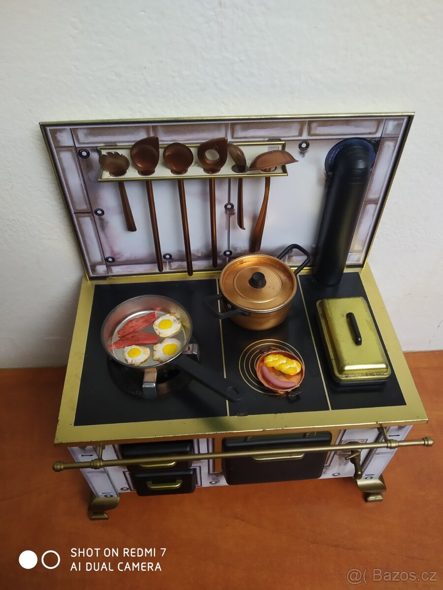 Plechová kamna sporák pro panenka barbie sběratele - 2