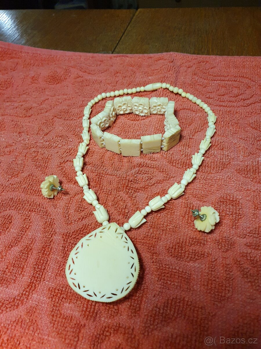 Slonovina - náhrdelník, náušnice, náramek - 2