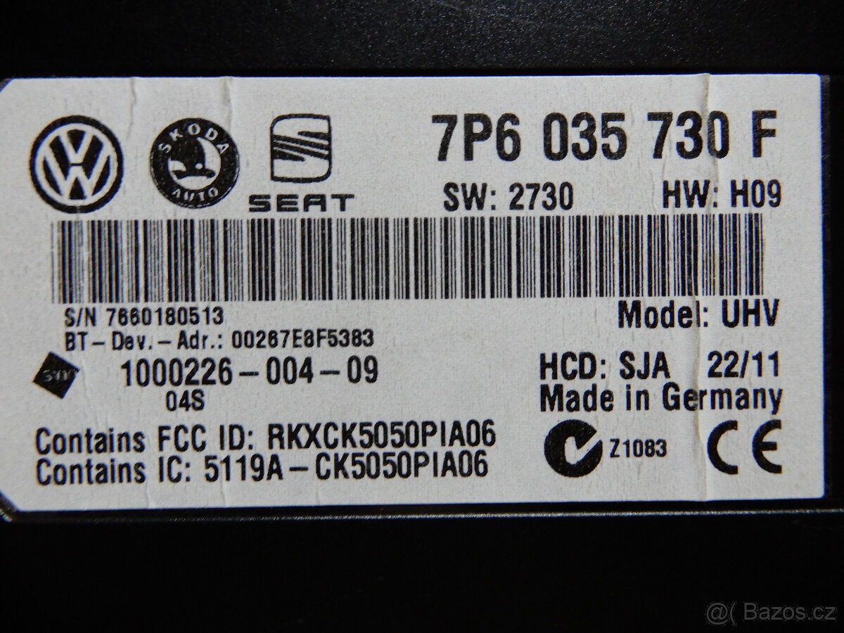 Bluetooth handsfree jednotka 7P6035730F - 2