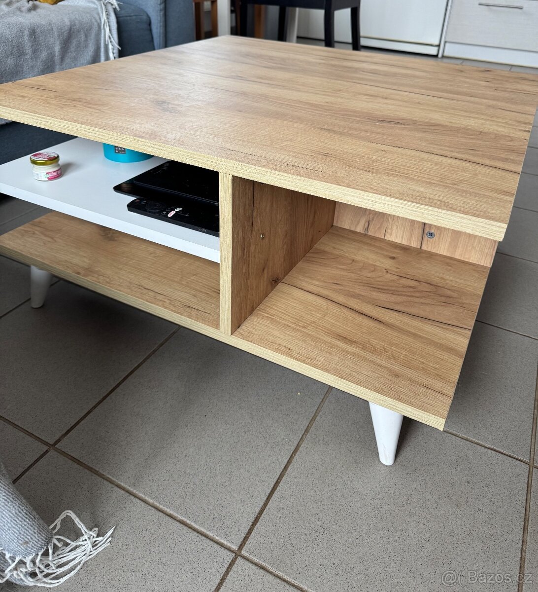 Konferenční stolek bílá-dub sonoma - 2