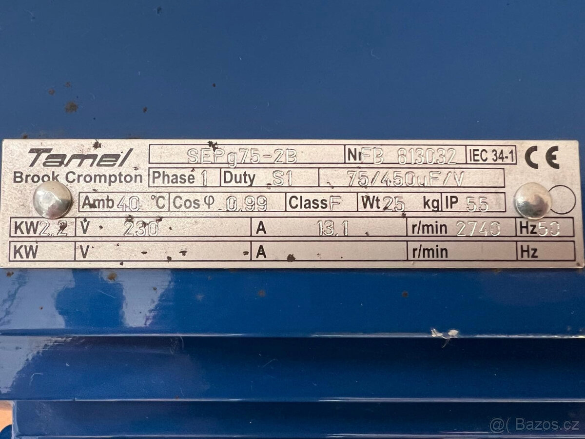 Pilový elektromotor Tamel 2,2kW, 2740 ot./min., 230V - 2