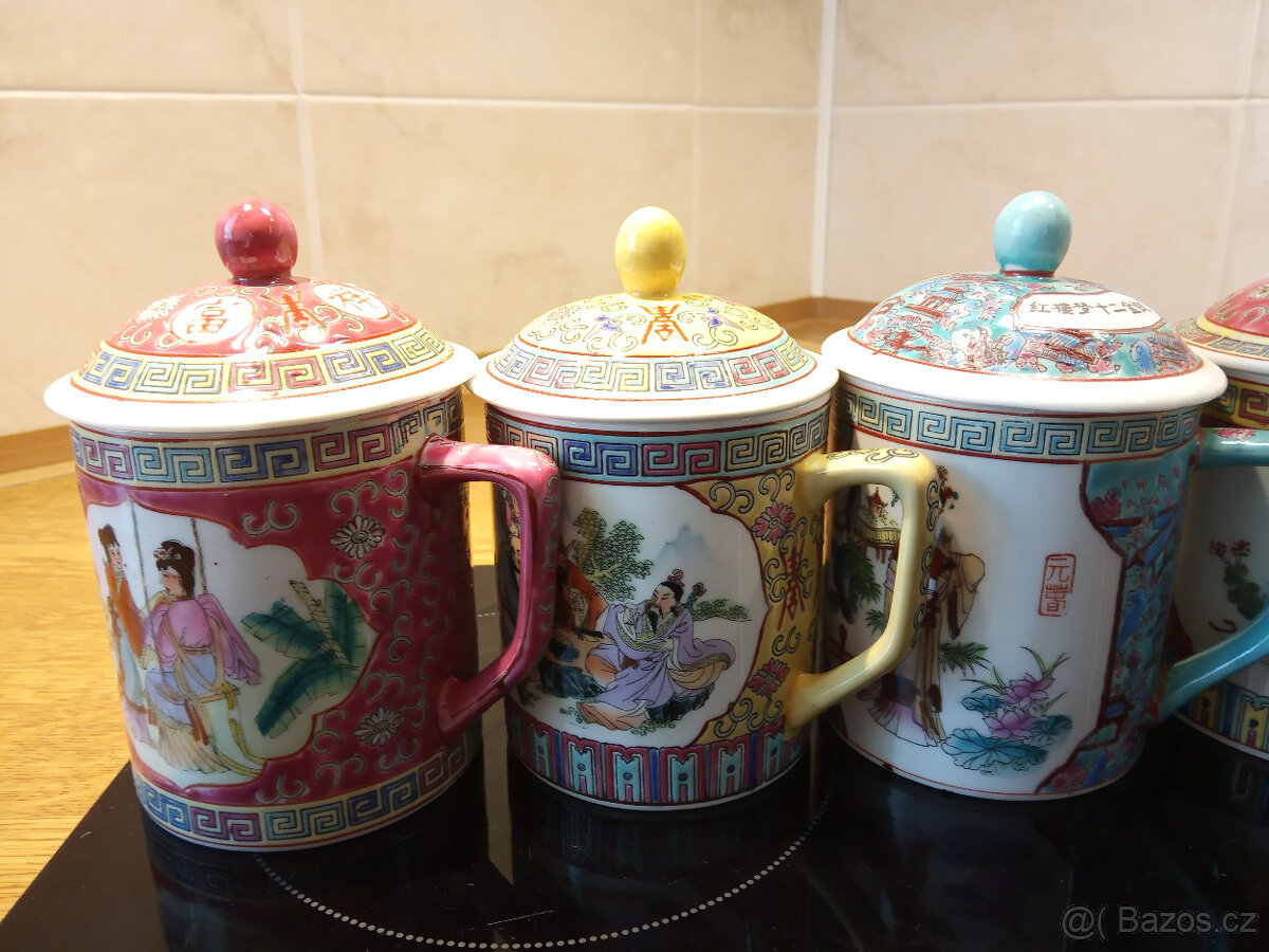 Sada velkých čínských hrnků s pokličkami - 2