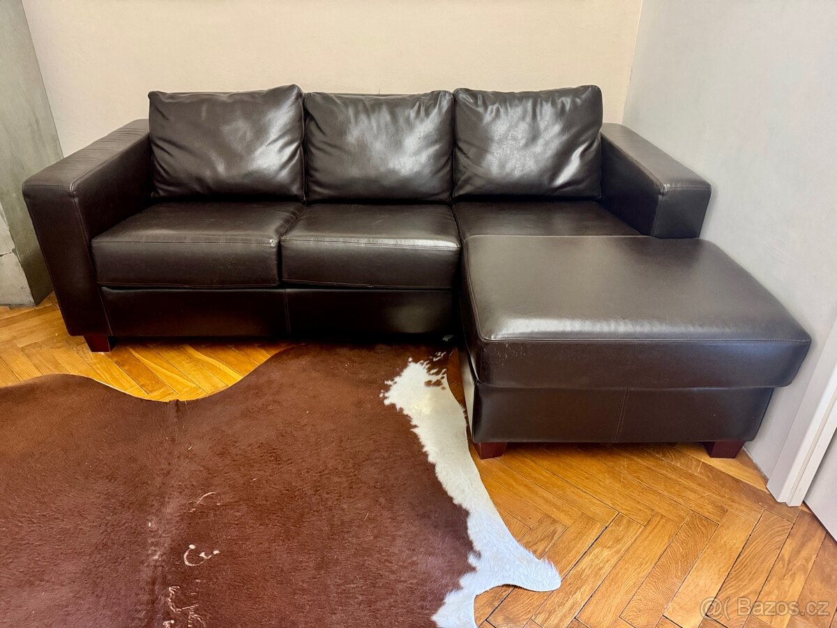 Kožená sedací souprava hnědá - 2