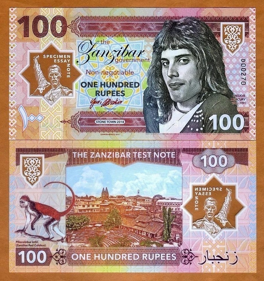 SET bankovek ZANZIBAR 50 + 100 + 1000 Rupees FREDDIE MERCURY - 2