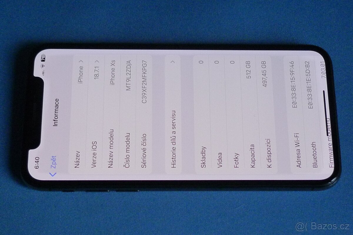 Apple iPhone XS 512GB baterie 78% - 2