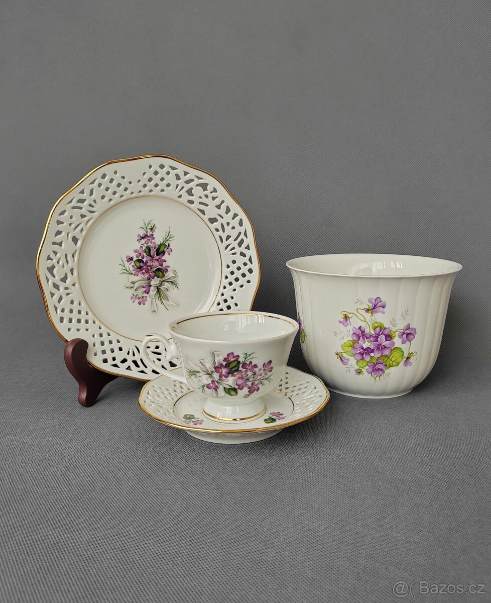 Nádherná porcelánová sada s květinovým dekorem od Schumann - 2