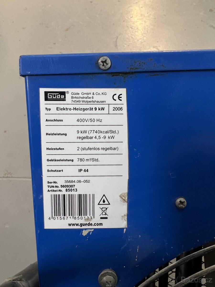 Elektrický ohřívač Gude 9kW - 2