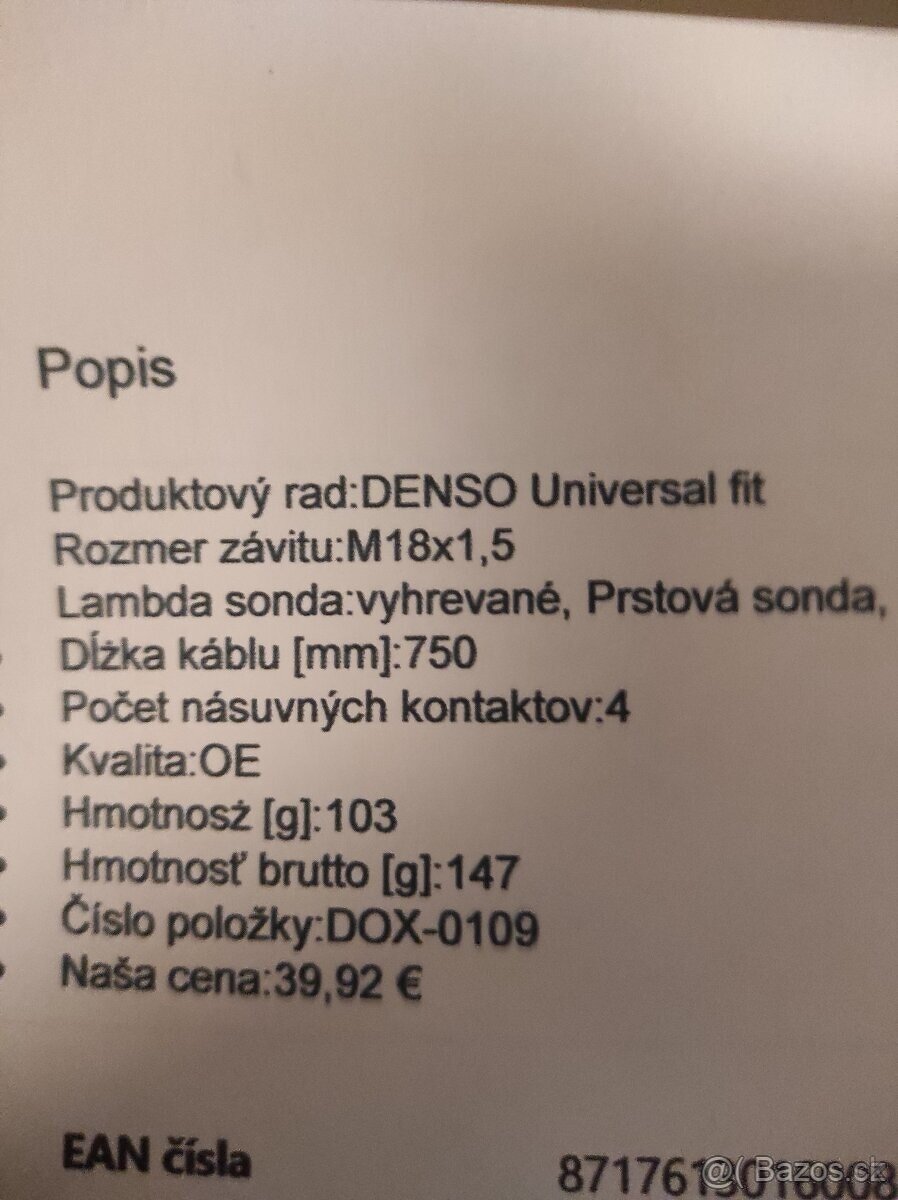 Lambda sondy DOX 0109 - 2