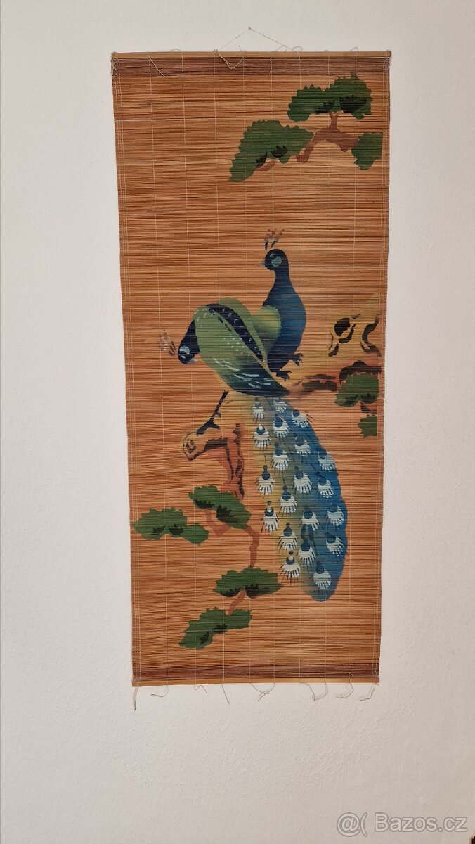 Retro bambusové rohože s motivy ptáků, 2 ks - 2