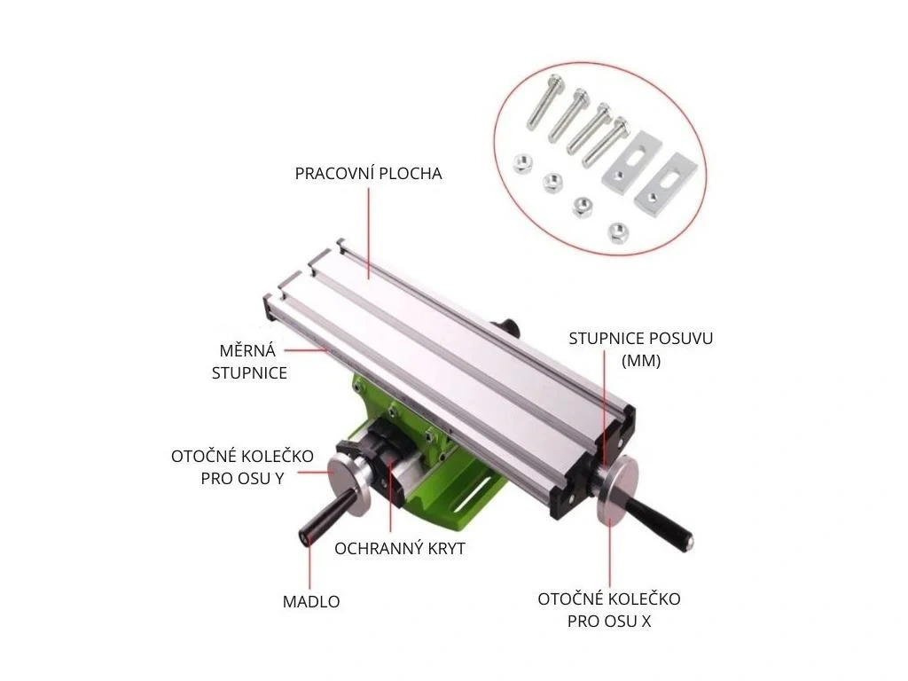 Křížový posuvný stůl s T drážkou pod vrtačku, frézu - 2