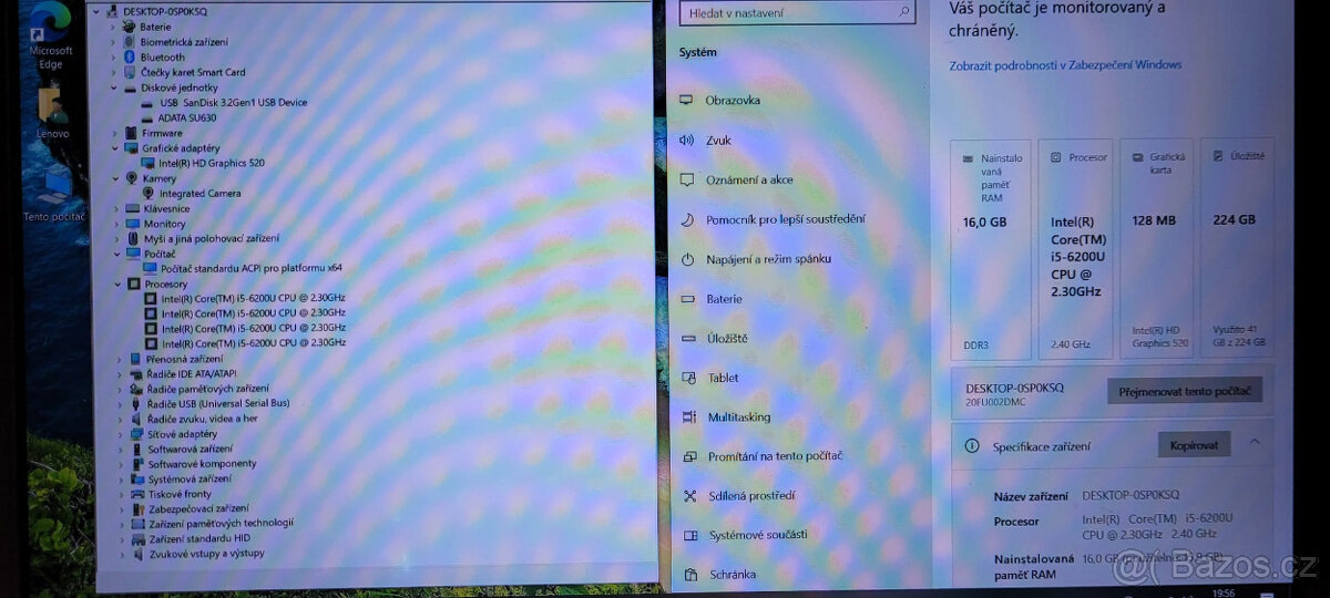 Lenovo, i5-6200u 2/4x 2,80GHz, 16GB DDR3, 240GB SSD, bat.7h. - 2