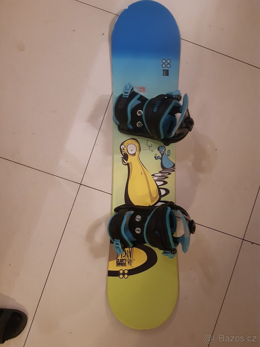 Dětský snowboard + 110cm s vázáním + boty v TOP stavu - 2