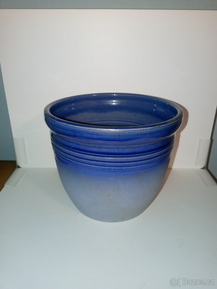Modrý keramický obal na květináč (ombré) – průměr 20 cm - 2