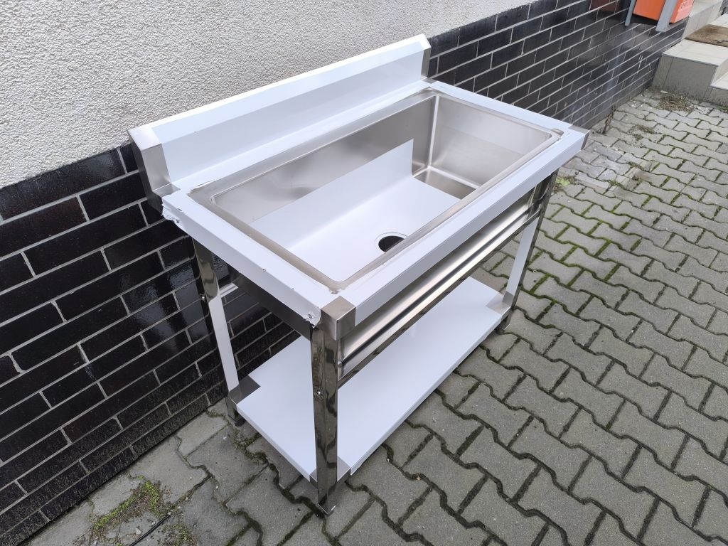 Nerezový gastro jednodřez (bazen) - dřezový stůl 100x60x85 - 2