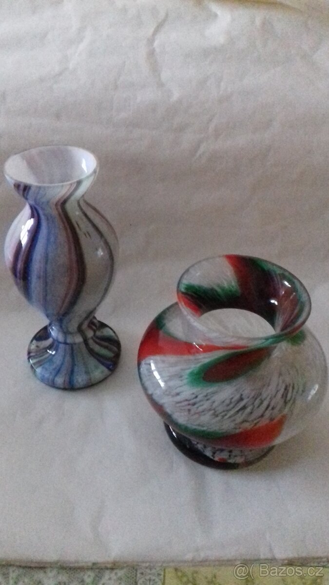 VÁZY Z BROKOVÉHO SKLA // KOŘENKY RUČNĚ MALOVANÉ - 2