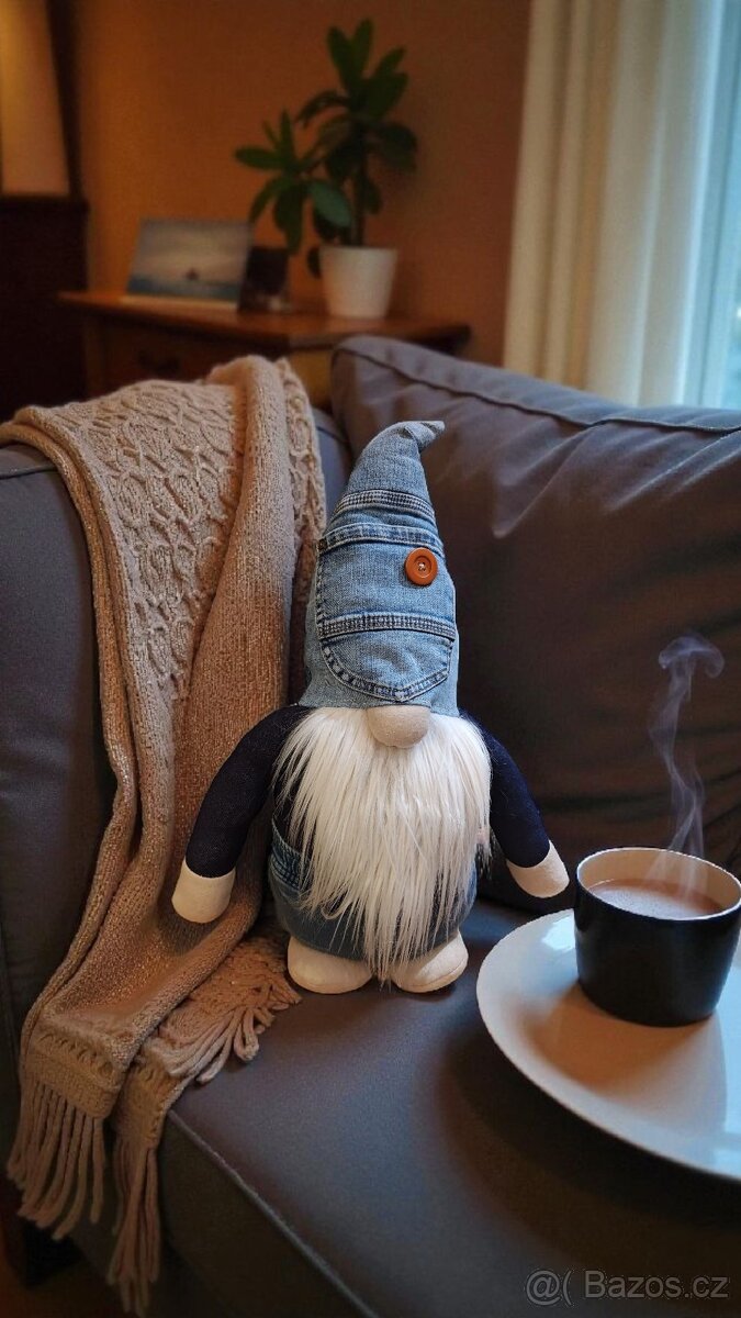 Upcyklovaný džínový severský skřítek – Gnome - 2