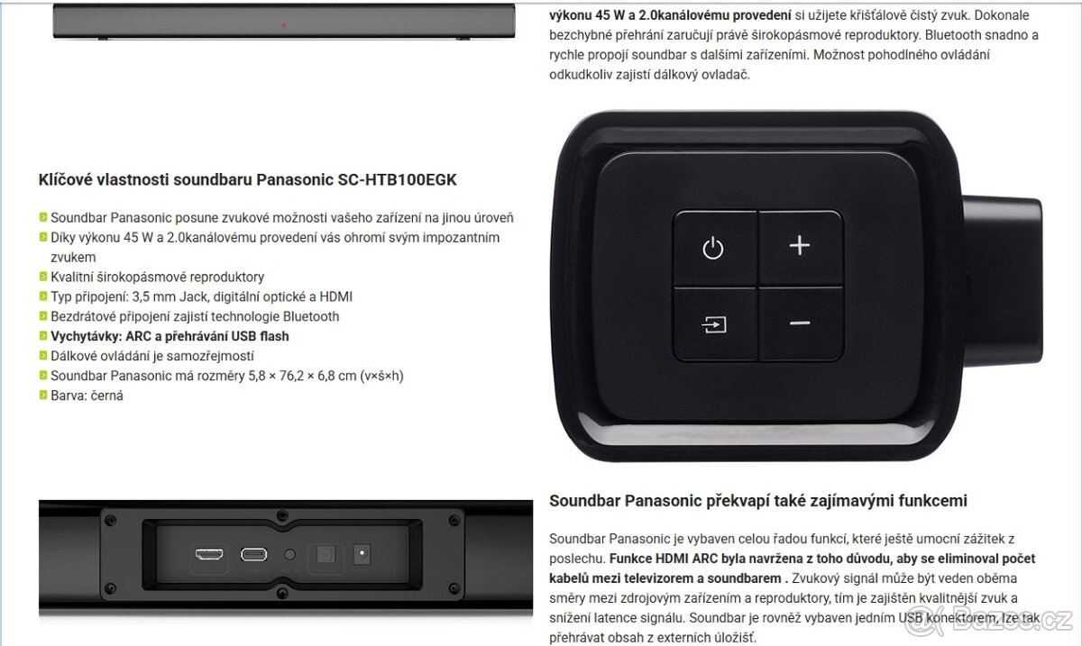 45W SoundBar Panasonic SC-HTB100EGK - 2