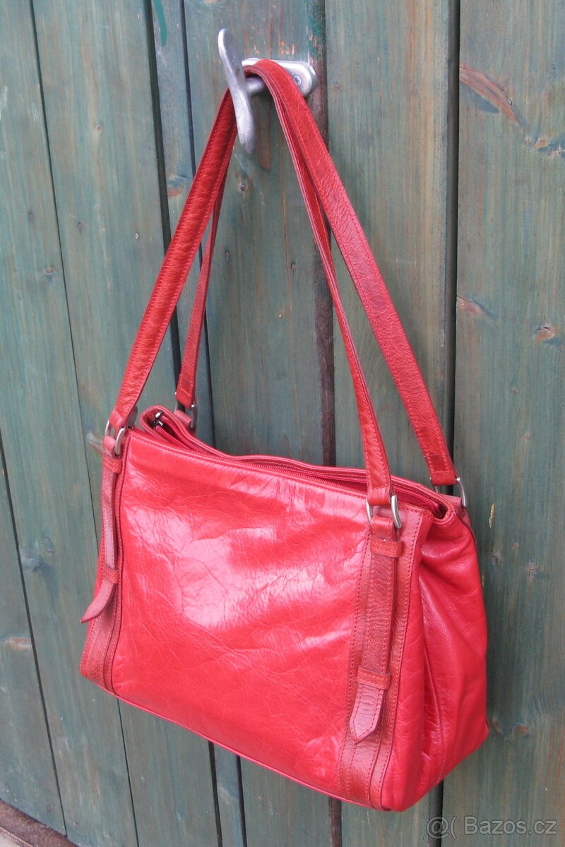 dámská kožená kabelka červená - 2