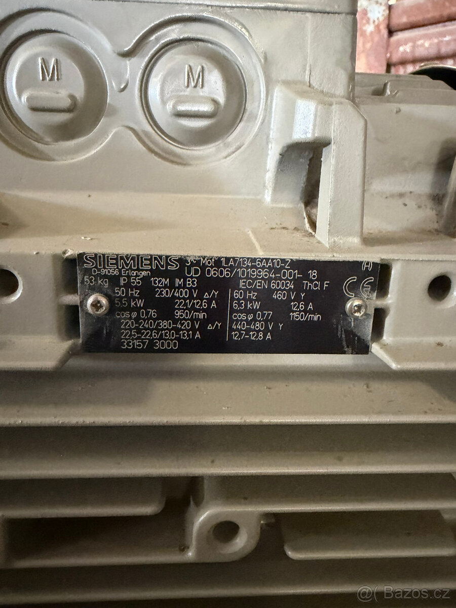 Elektromotor Siemens 5,5kW, 950 ot, patkový - 2