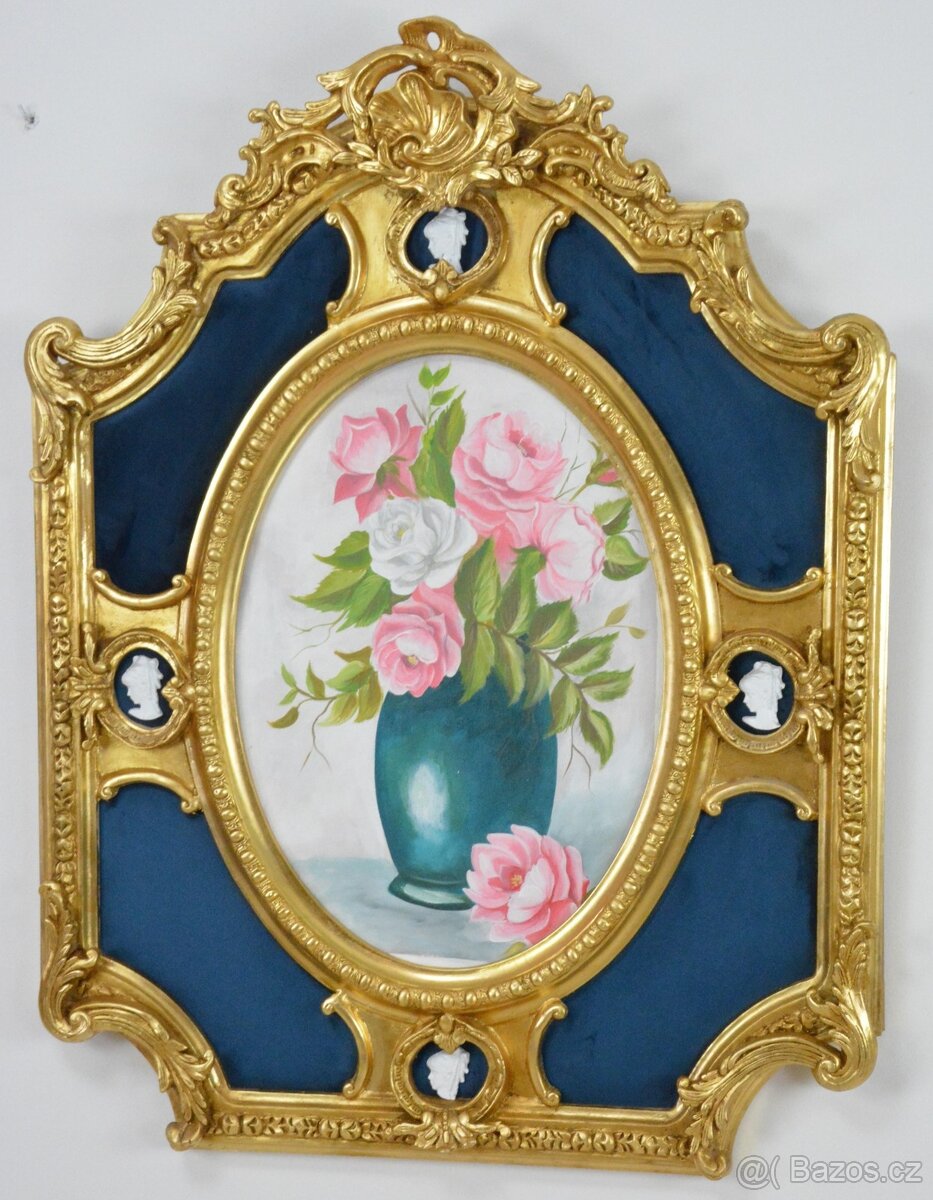 Zámecký obraz - Zátiší - olej na desce - 2