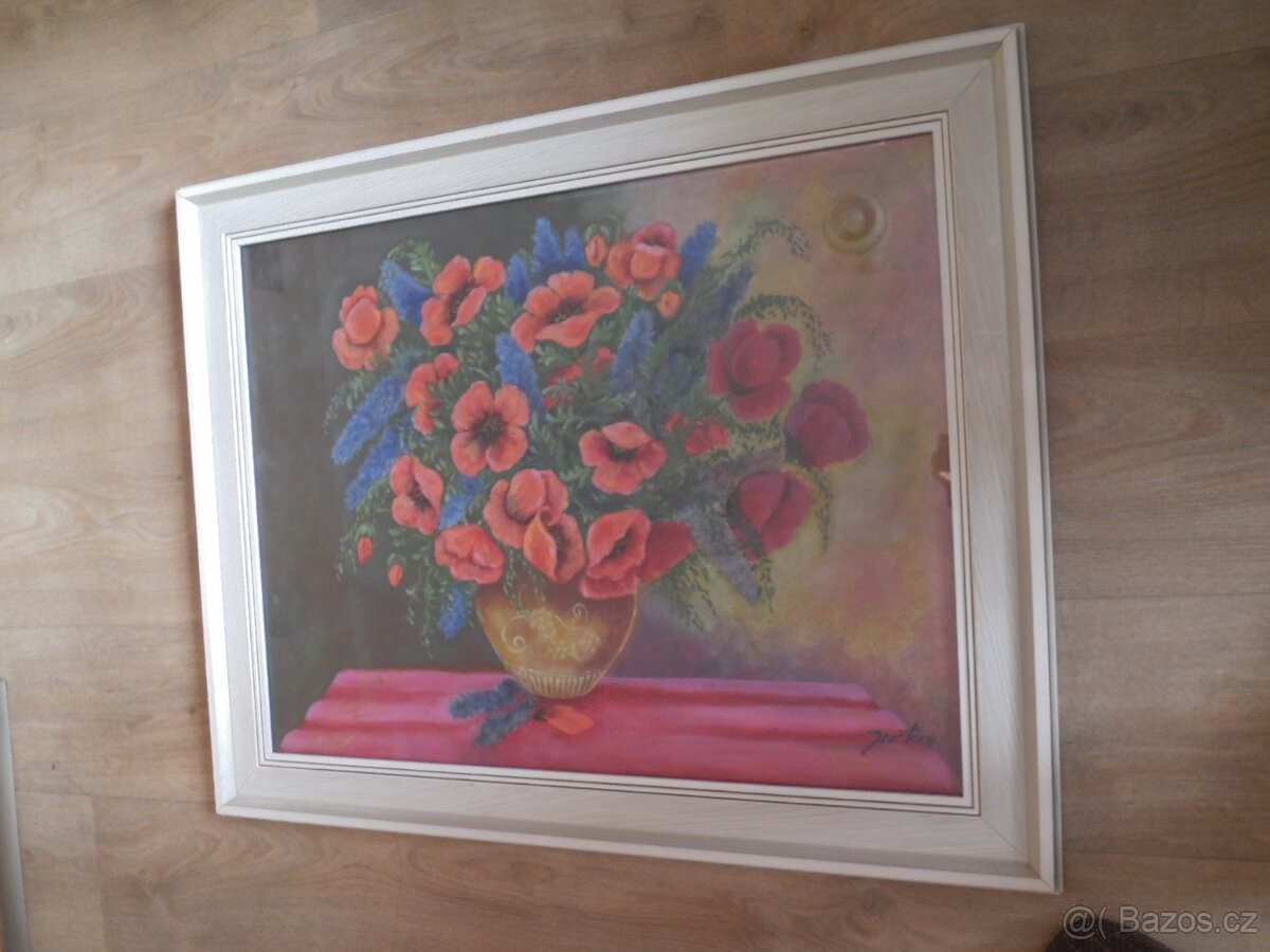 Obraz zátiší vlčí máky ve váze -sig. Jirka - 2